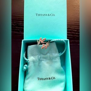 Tiffany & Co. Sterling Silver Olive Leaf Bypass Ring size 6